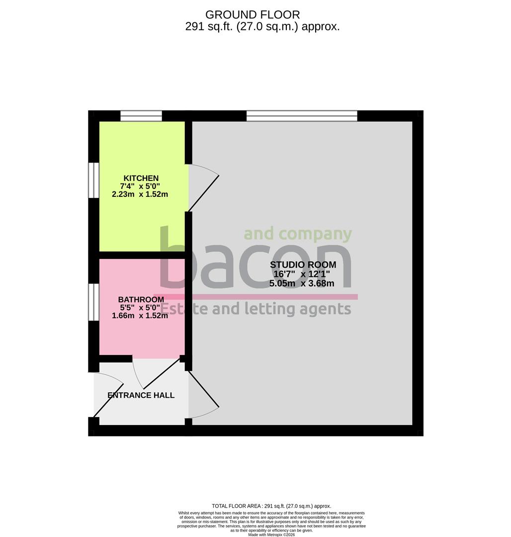 Floor Plan | Flat - Studio | Meadow Road, Worthing, BN11 | For Sale
